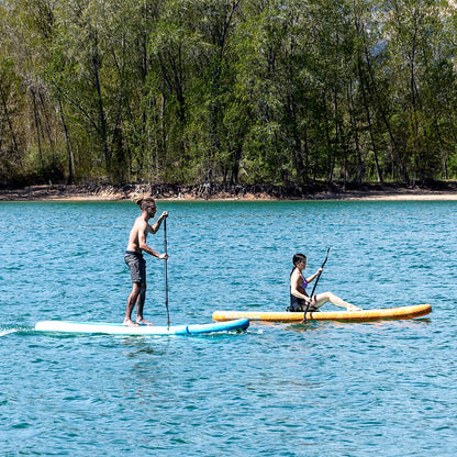2-i-1 uppblåsbar paddel surfbräda med säte och tillbehör Siros InnovaGoods 10'5" 320 cm finns hos Aktivcamping