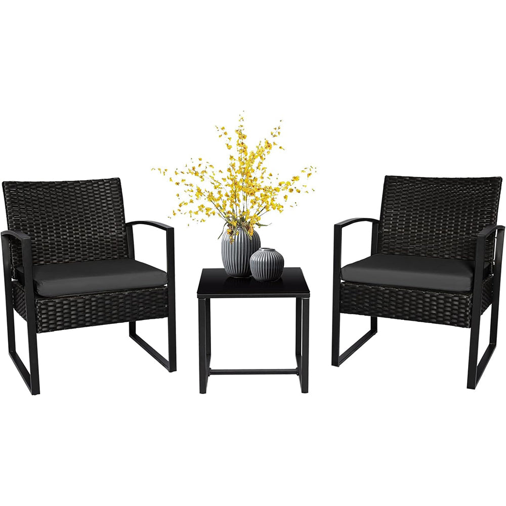 2-sits utomhusmöbelset med soffbord i rottingstil robust design