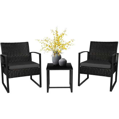 2-sits utomhusmöbelset med soffbord i rottingstil robust design