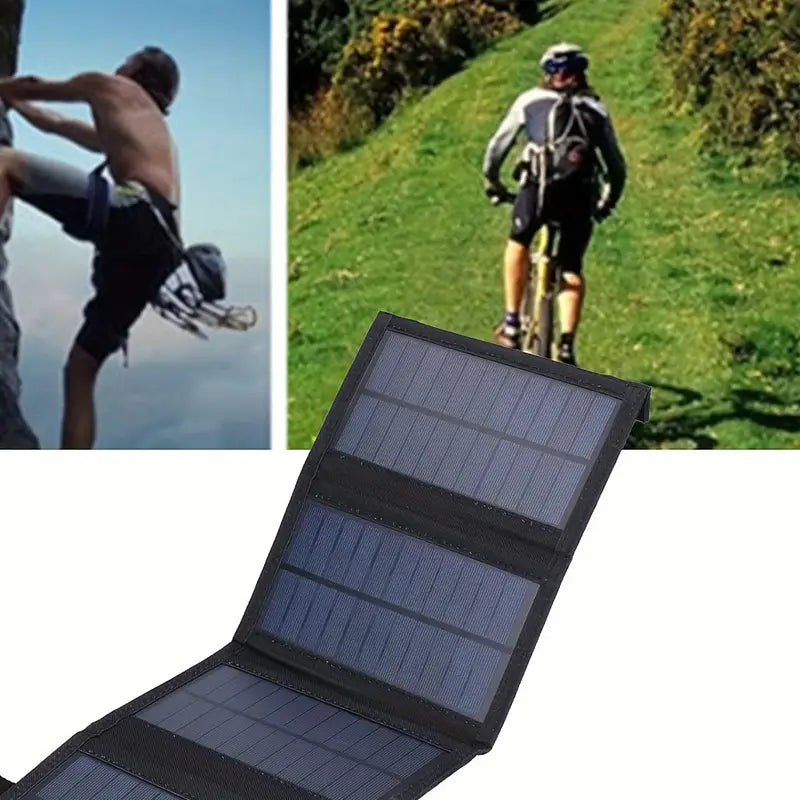 Bärbar solpanel 35W vikbar laddare USB 5V svart för camping