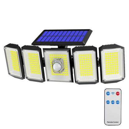 Ställbar 300LED Solcellslampa för utomhusbruk 5 paneler