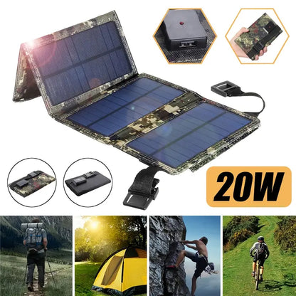 20W Bärbar Solpanel Laddare IP67 Vattentät Grön Portabel
