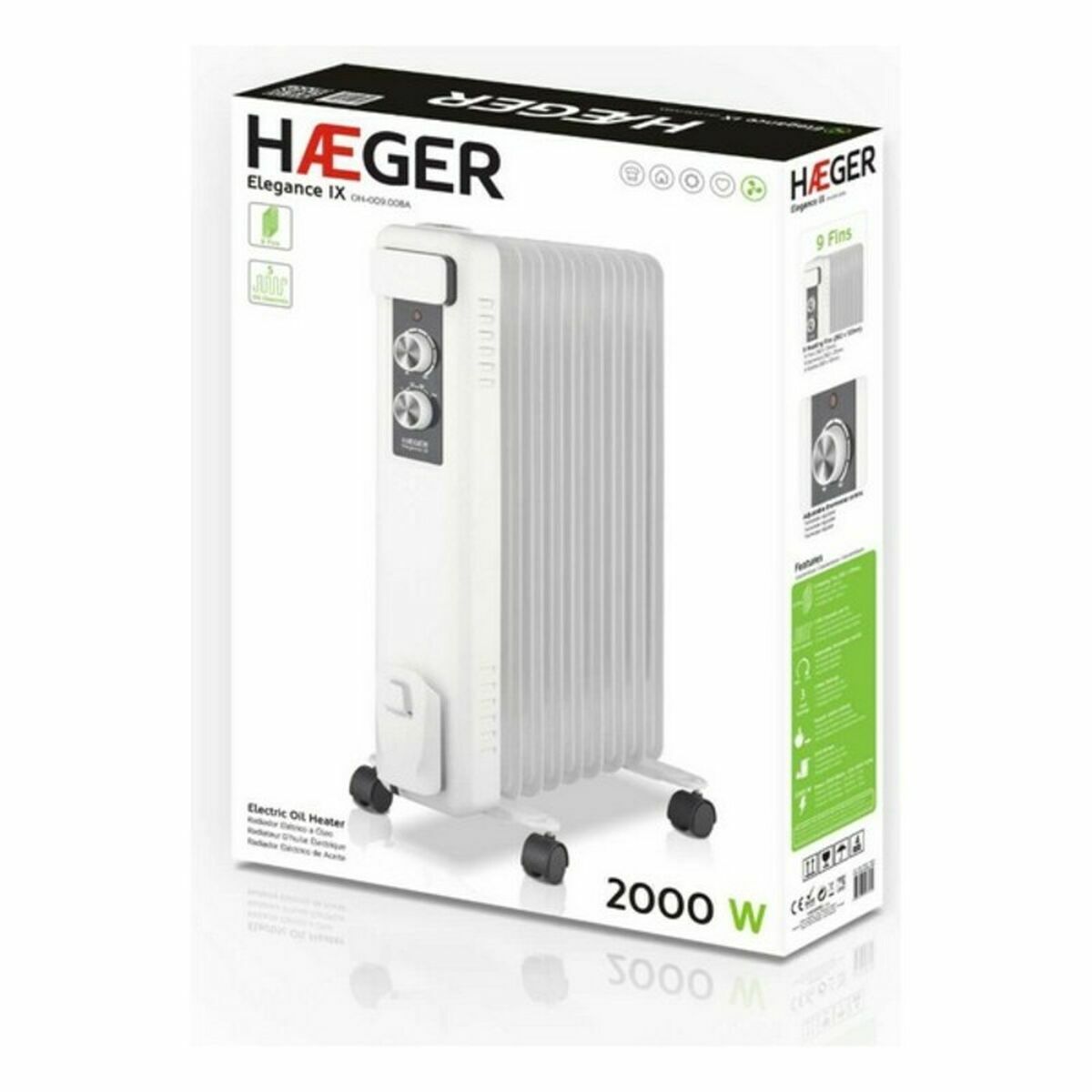 Oljeelement (9 ribbor) Haeger 2000 W finns hos Aktivcamping