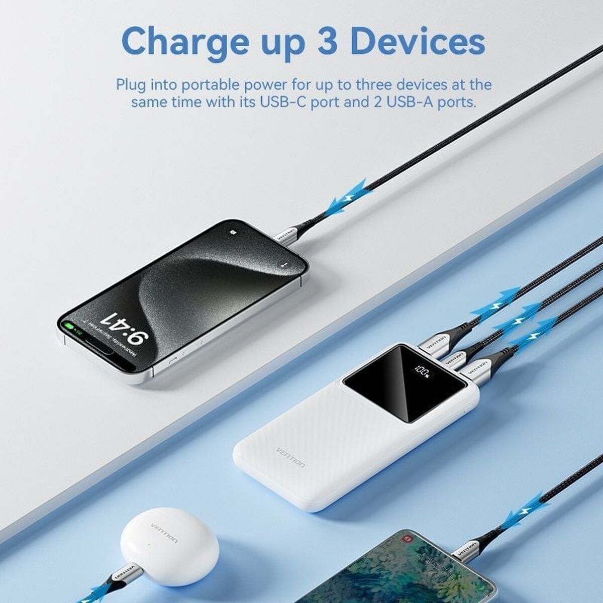 Powerbank Vention FHKB0 Svart - finns hos Aktivcamping