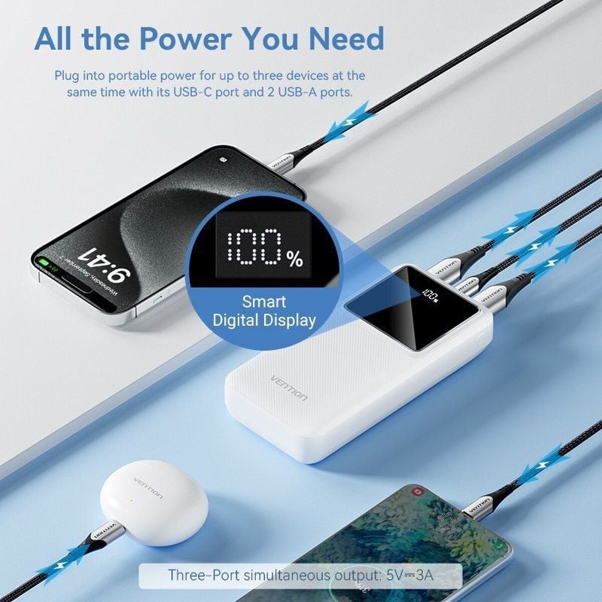 Powerbank Vention FHLB0 Svart - finns hos Aktivcamping