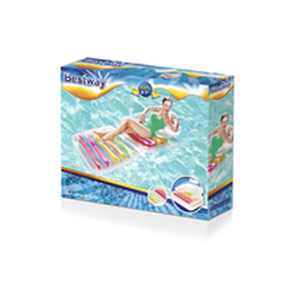 Bestway Hopfällbar Uppblåsbar Stol Regnbåge 201x89 cm Strand och Pool 43023 finns hos Aktivcamping