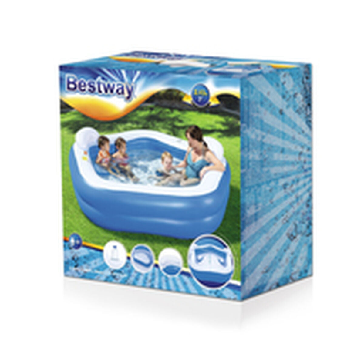 Bestway Uppblåsbar Pool 2 Kamrar Family 213x206x69 cm +6 År Trädgård 54153 finns hos Aktivcamping