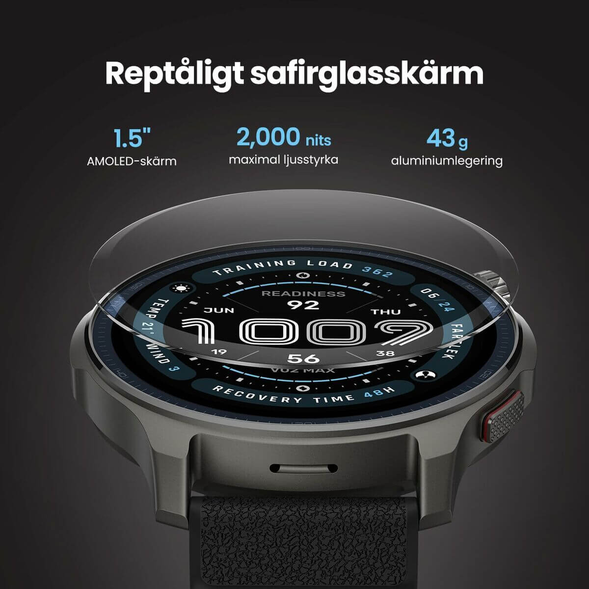 Smartklocka Amazfit Balance 2 Svart 1,5" finns hos Aktivcamping