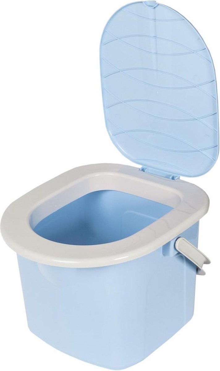 Portabel Campingtoalett med lock 15,5L blå