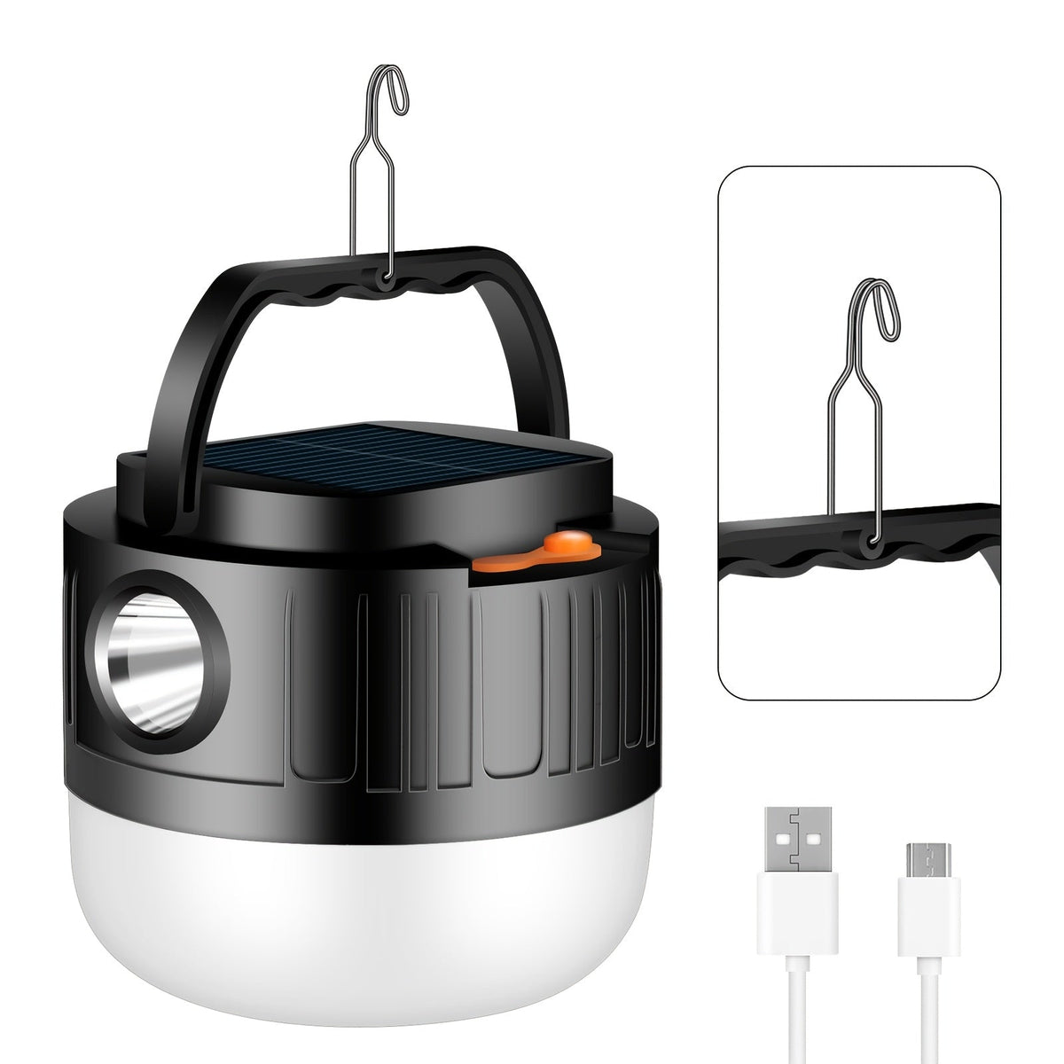 Solar-Powered Rechargeable LED Camping Lantern for Outdoor Use