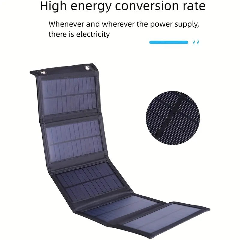Bärbar solpanel 35W vikbar laddare USB 5V svart för camping