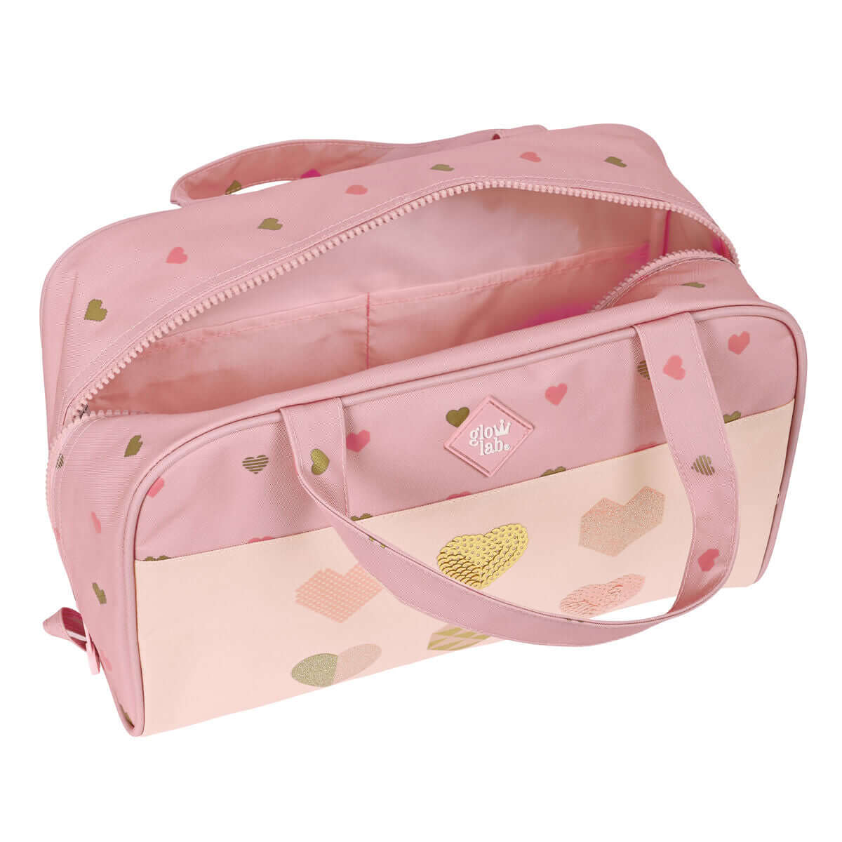 Skolnecessär Glow Lab Hearts Rosa 31 x 14 x 19 cm finns hos Aktivcamping