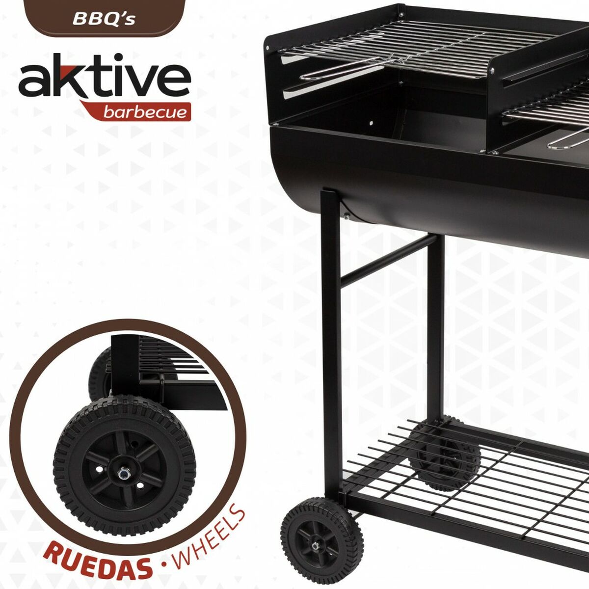 Charcoal grill with wheels Aktive Plastic Enameled metal 97 x 96 x 42 cm Black