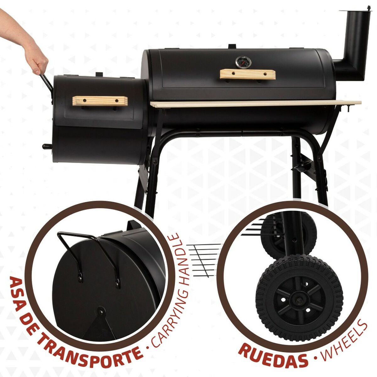 Charcoal grill with wheels Aktive Steel Plastic Enameled metal 106 x 106 x 61 cm Black