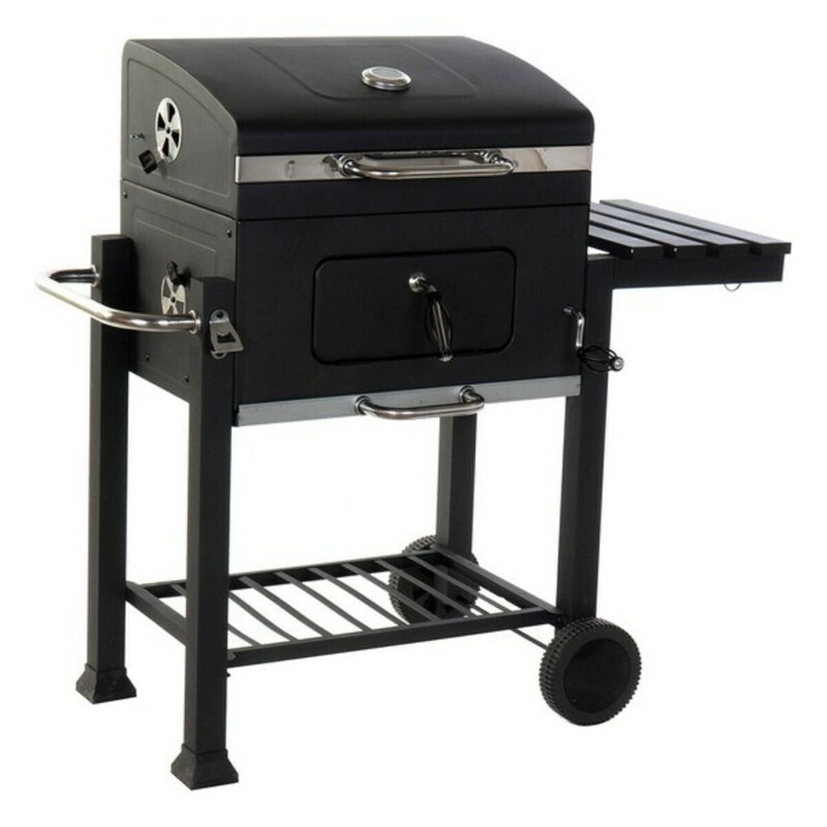 Charcoal grill with lid and wheels DKD Home Decor Black Metal Steel (140 x 60 x 108 cm)