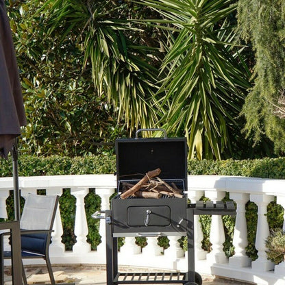 Charcoal grill with lid and wheels DKD Home Decor Black Metal Steel (140 x 60 x 108 cm)