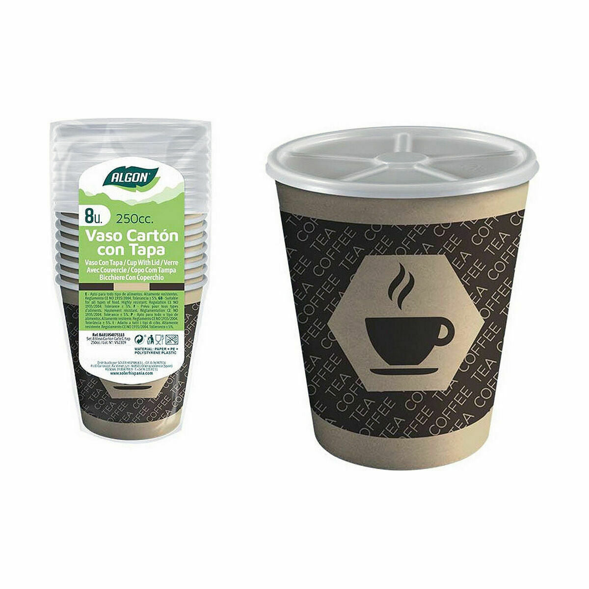 Ice Cream Algon Cardboard Coffee/Café 8 Pieces 250 ml (36 pieces)