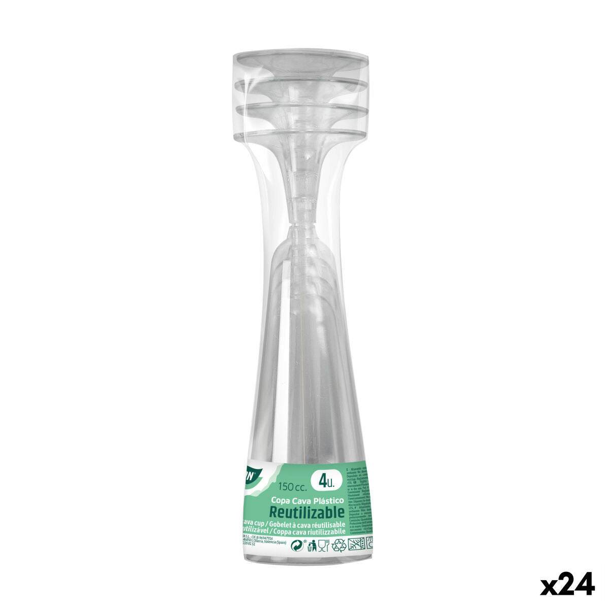 Återanvändbara cava-glas Algon Transparent 24 antal 150 ml (4 Delar)