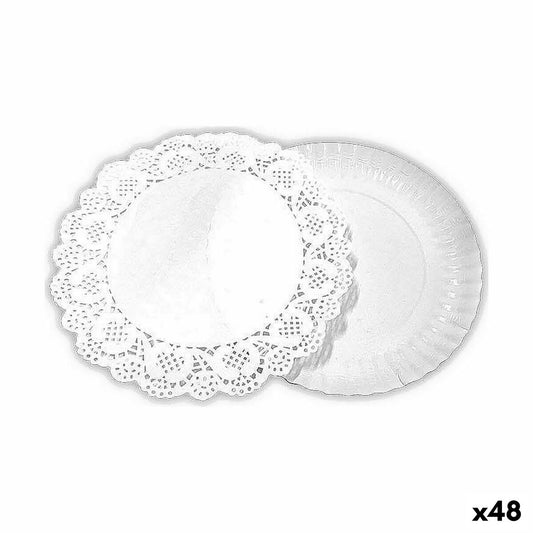 Food Tray Set Algon Round White 4 Pieces 16 x 16 x 1.5 cm (48 pieces)