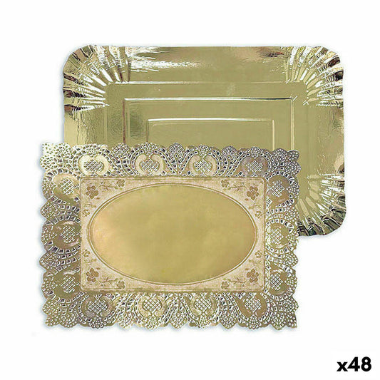 Snack tray Algon Golden Rectangular 23 x 29.5 x 1 cm (48 pieces)