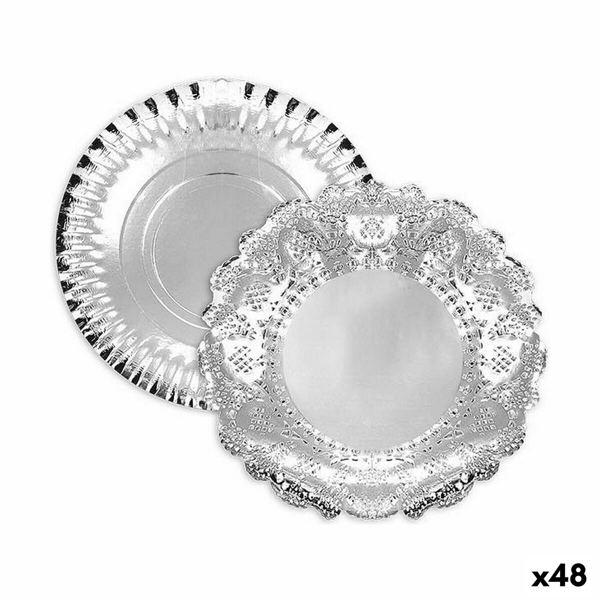 Snack tray Algon Round Silver 23 x 23 x 1.5 cm (48 pieces)