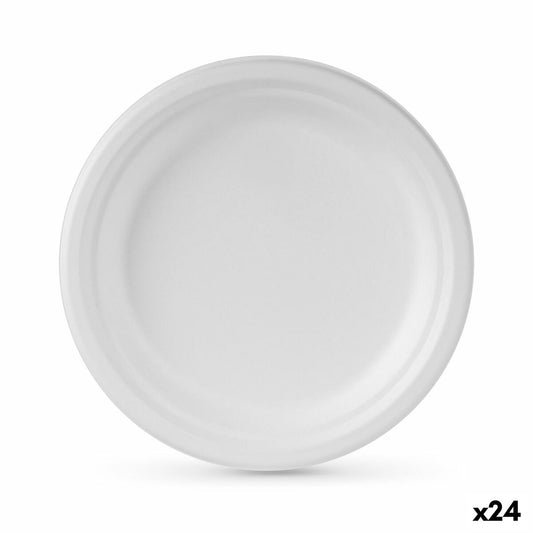 Plate set Algon Disposable White Sugarcane 22 cm (24 pieces)