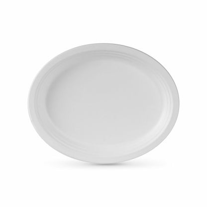 Plate set Algon Disposable White Sugarcane Oblong 26 cm (12 pieces)