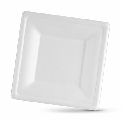 Plate Set Algon Disposable White Sugarcane Square 16 cm (24 pieces)