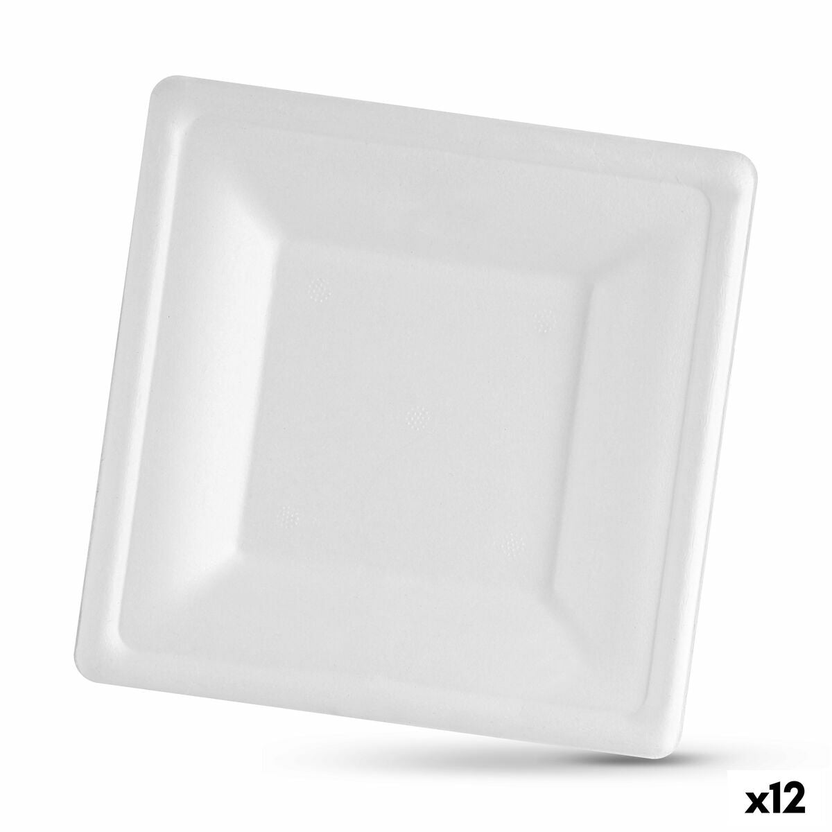 Plate Set Algon Disposable White Sugarcane Square 16 cm (12 pieces)