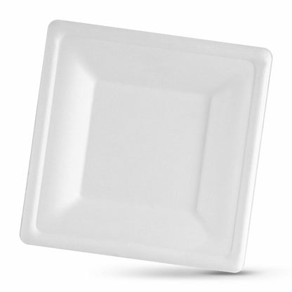 Plate Set Algon Disposable White Sugarcane Square 26 cm (24 pieces)