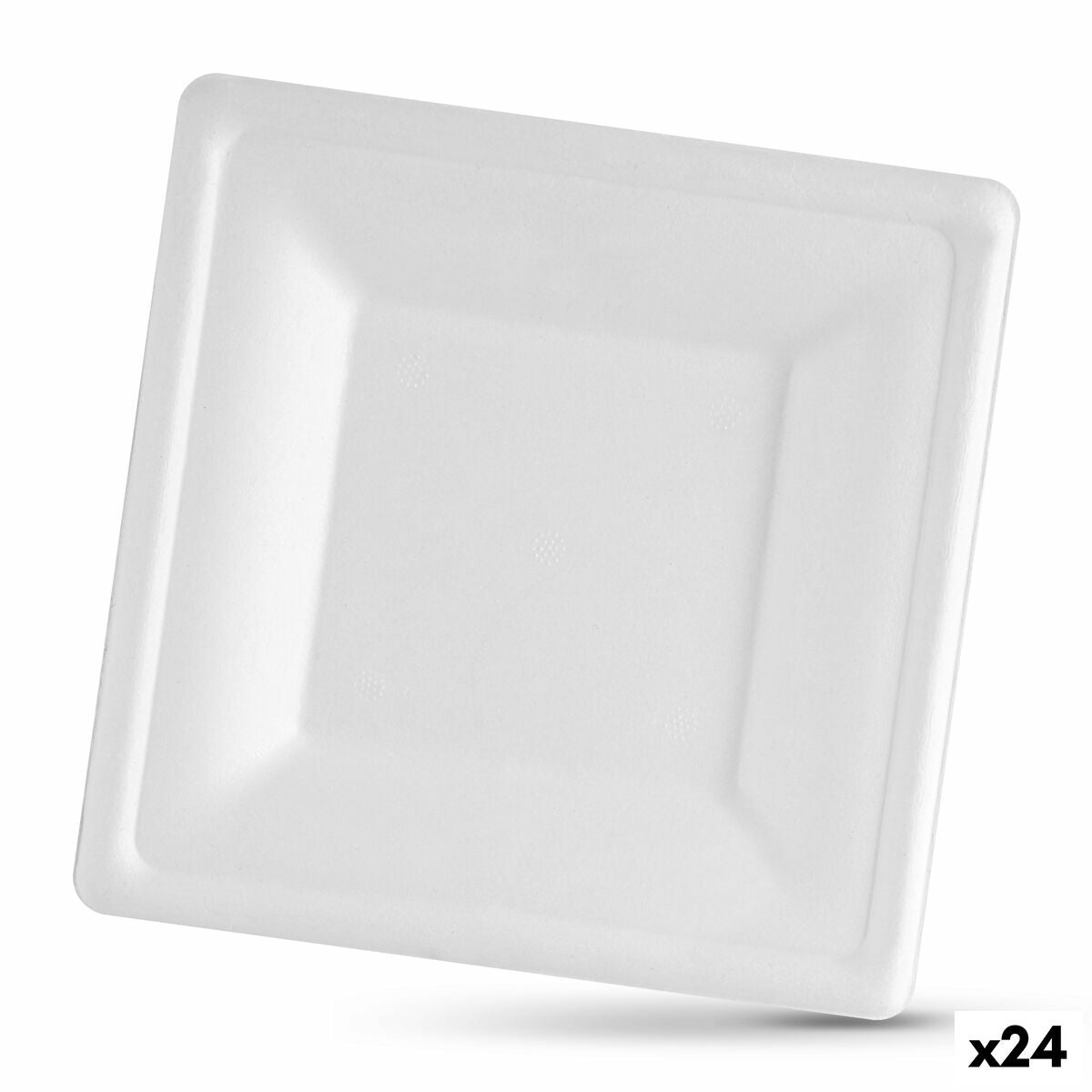 Plate Set Algon Disposable White Sugarcane Square 26 cm (24 pieces)