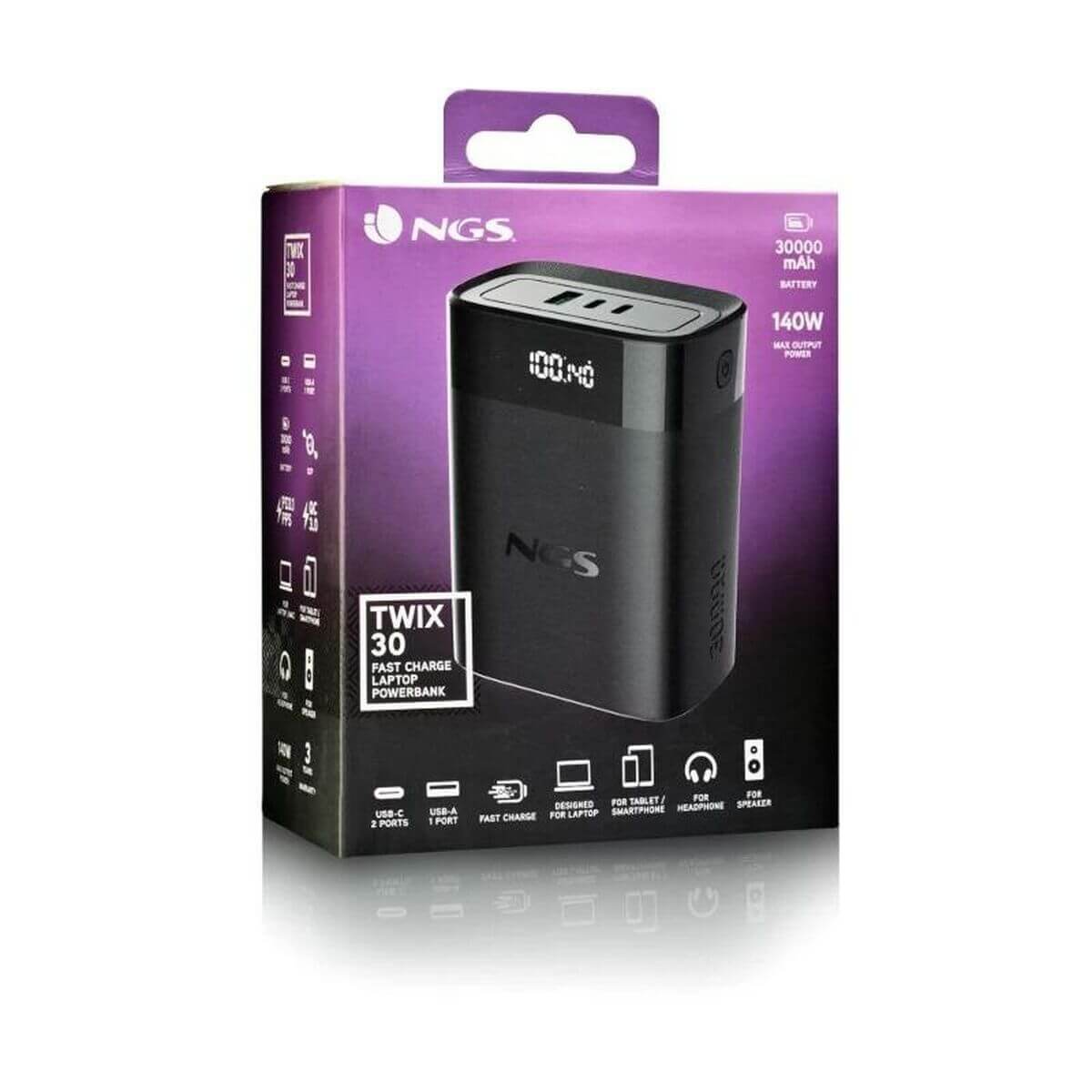 Powerbank NGS TWIX30 Svart 30000 mAh - finns hos Aktivcamping