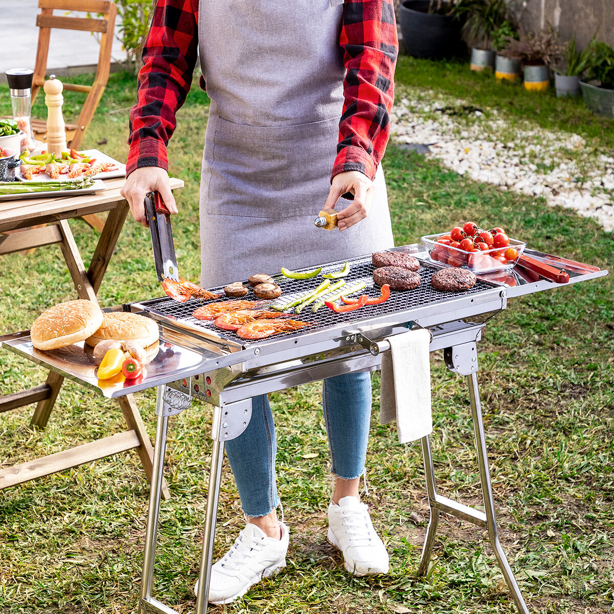 Foldable Charcoal Grill in Stainless Steel ExelQ InnovaGoods