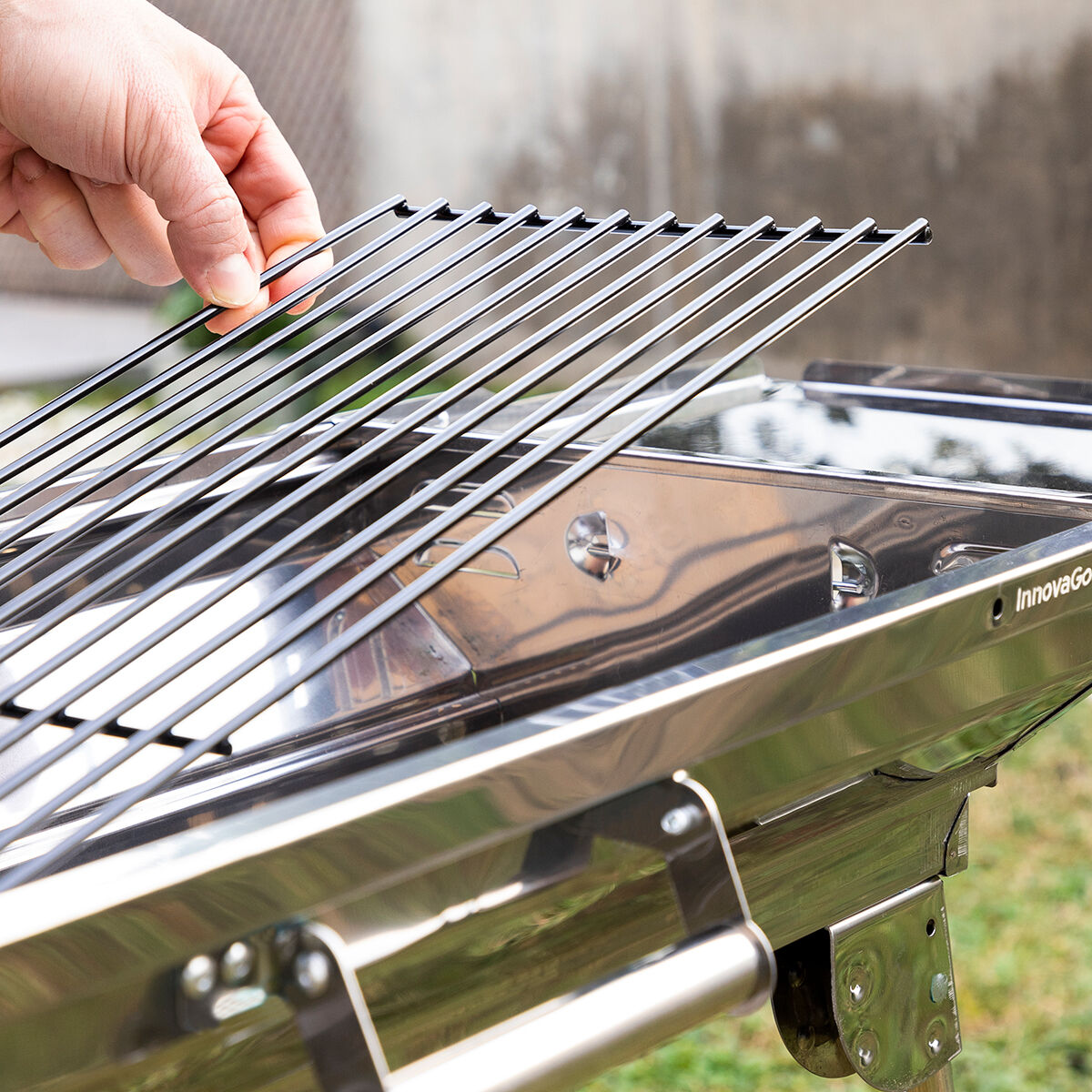 Foldable Charcoal Grill in Stainless Steel ExelQ InnovaGoods