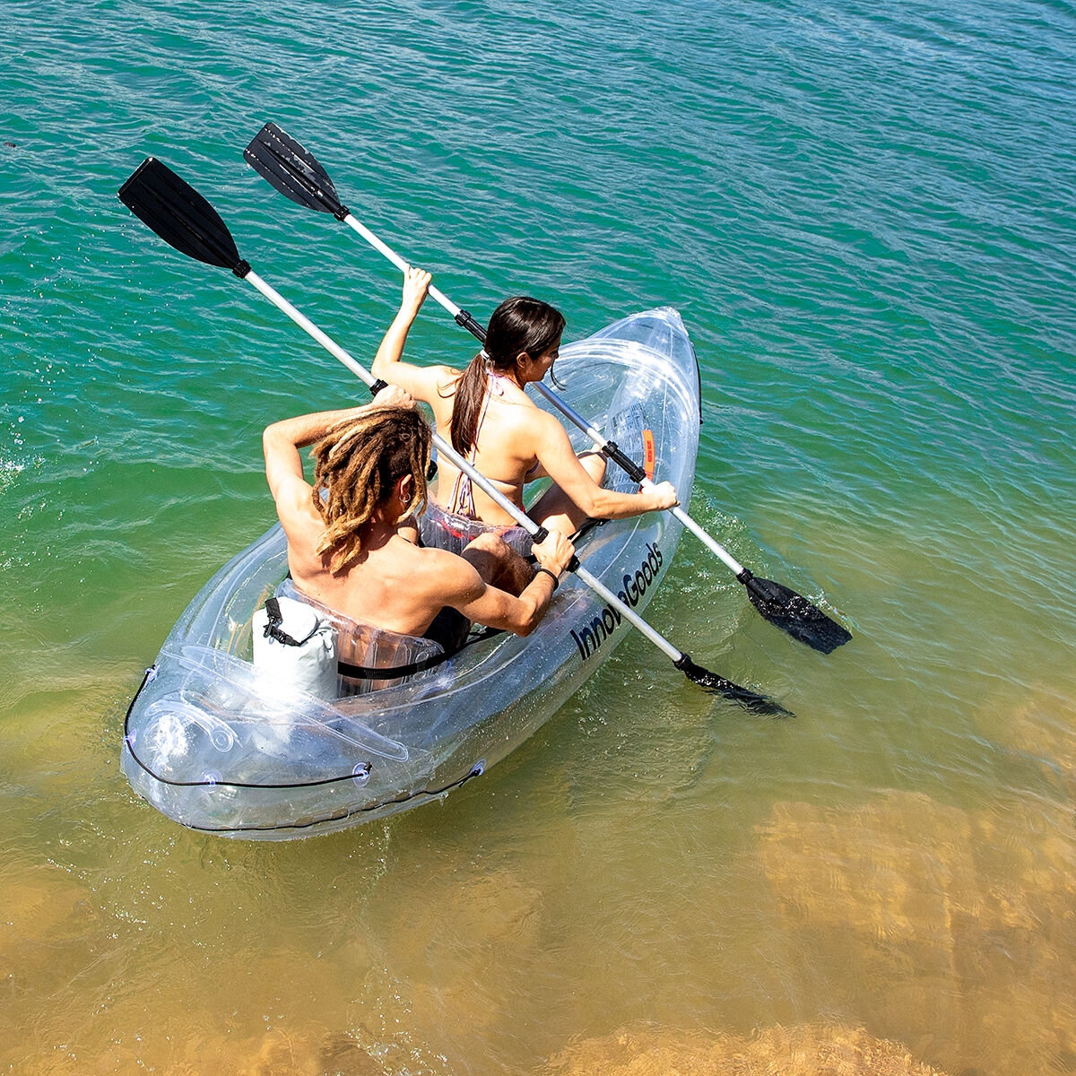 Uppblåsbar Transparent Kajak med tillbehör Paros InnovaGoods 312 cm 2 platser finns hos Aktivcamping