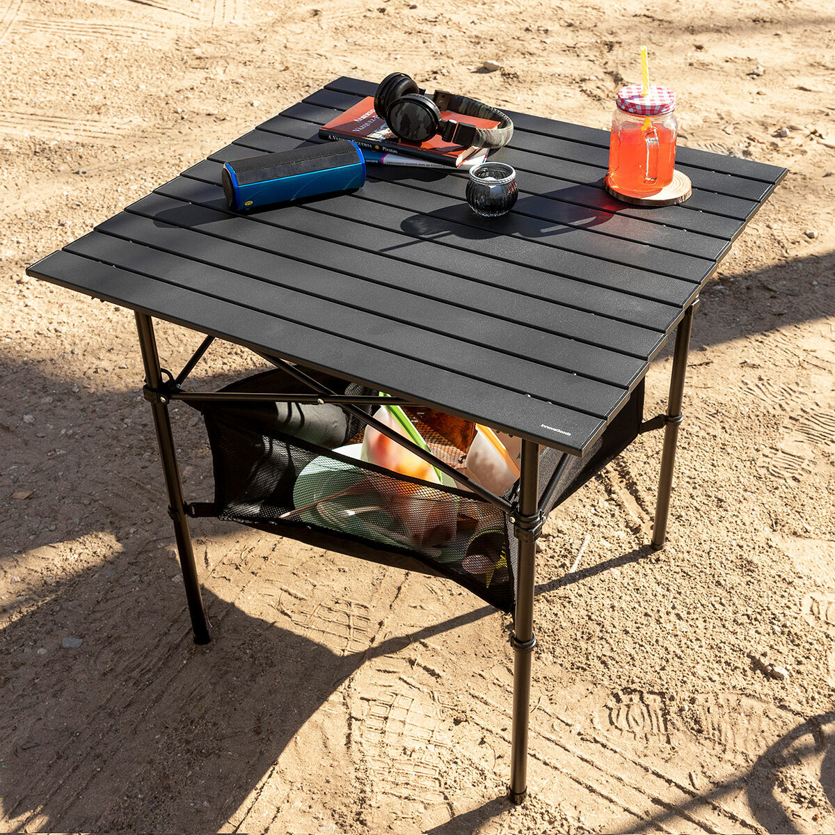 Folding camping table with basket and cover Folble InnovaGoods