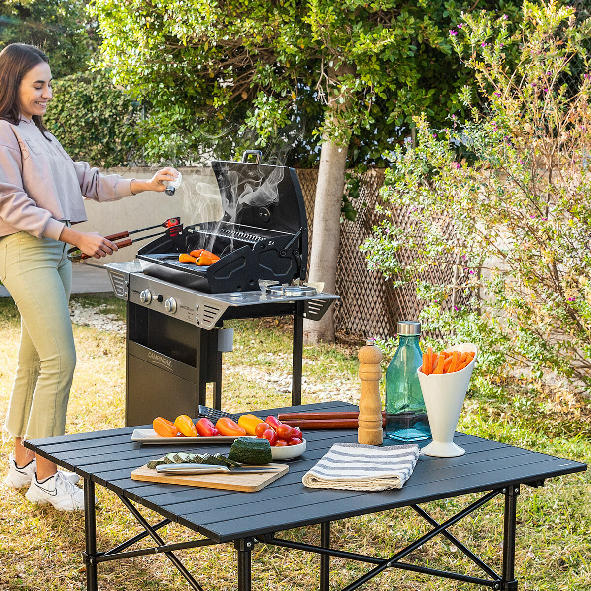 Folding camping table with basket and cover Folble InnovaGoods