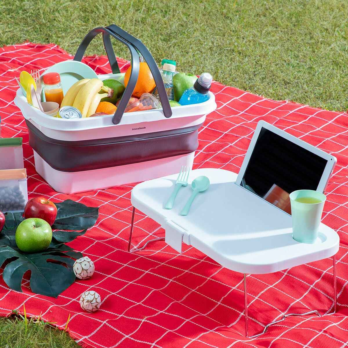 Foldable Picnic Basket with Table Lid Pickning InnovaGoods