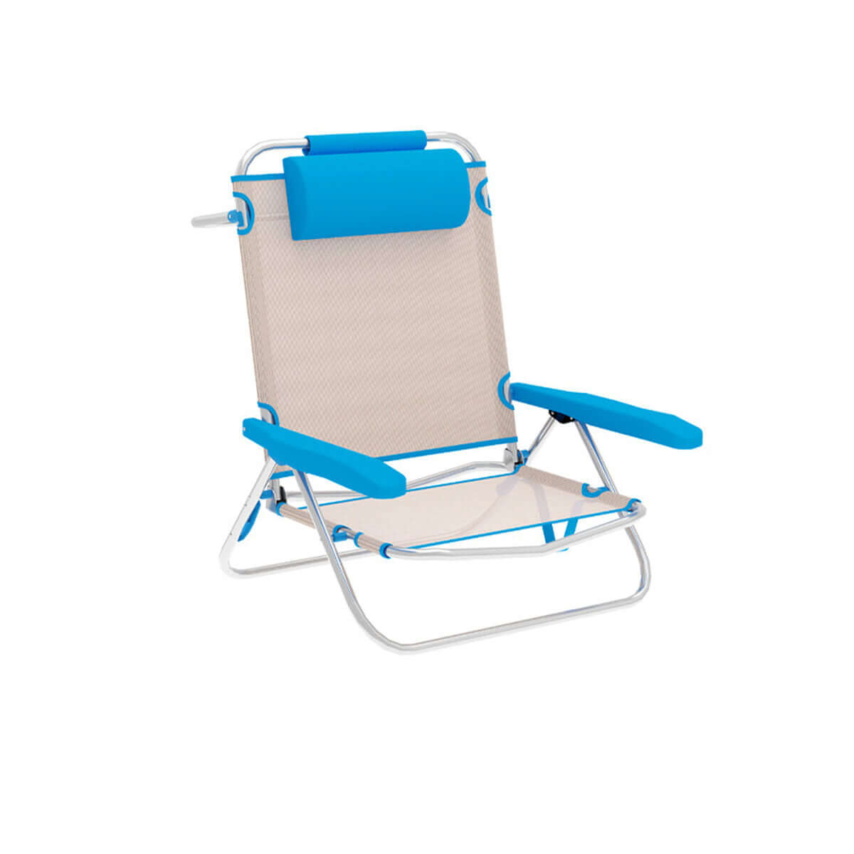 Marbueno Hopfällbar Stol 5 Positioner Aluminium med Kudde Beige/Blå Strand och Pool 61X68X82 cm 10172 finns hos Aktivcamping