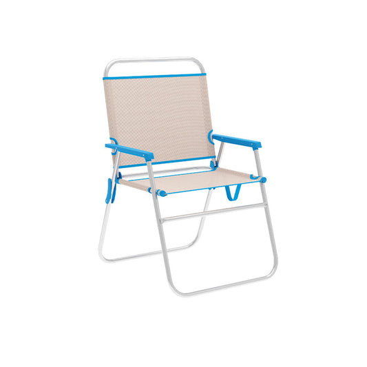 Marbueno hopfällbar stol Aluminium beige/blå finns hos Aktivcamping