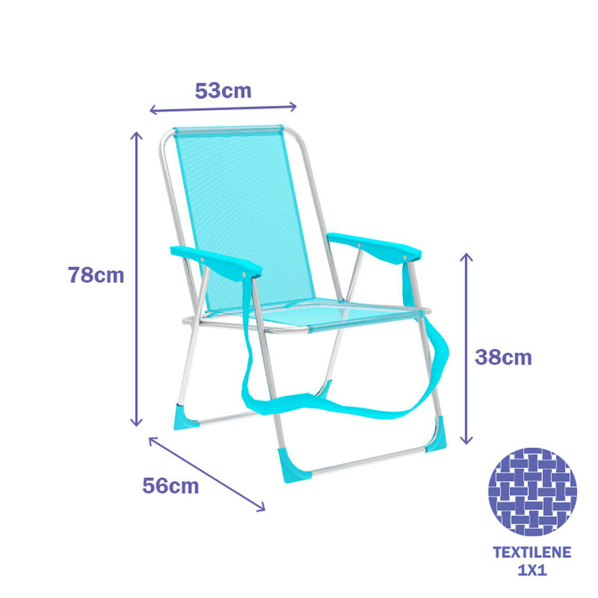 Marbueno hopfällbar stol aluminium Agua Marina strand och pool 53X56X78 cm 10307 finns hos Aktivcamping