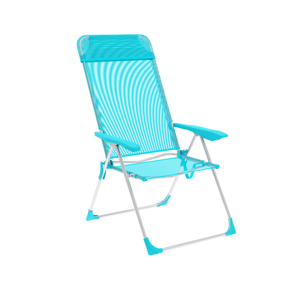 Fällstol 5 Positioner Aluminium med Kudde Turkos Marbueno Strand och Pool finns hos Aktivcamping