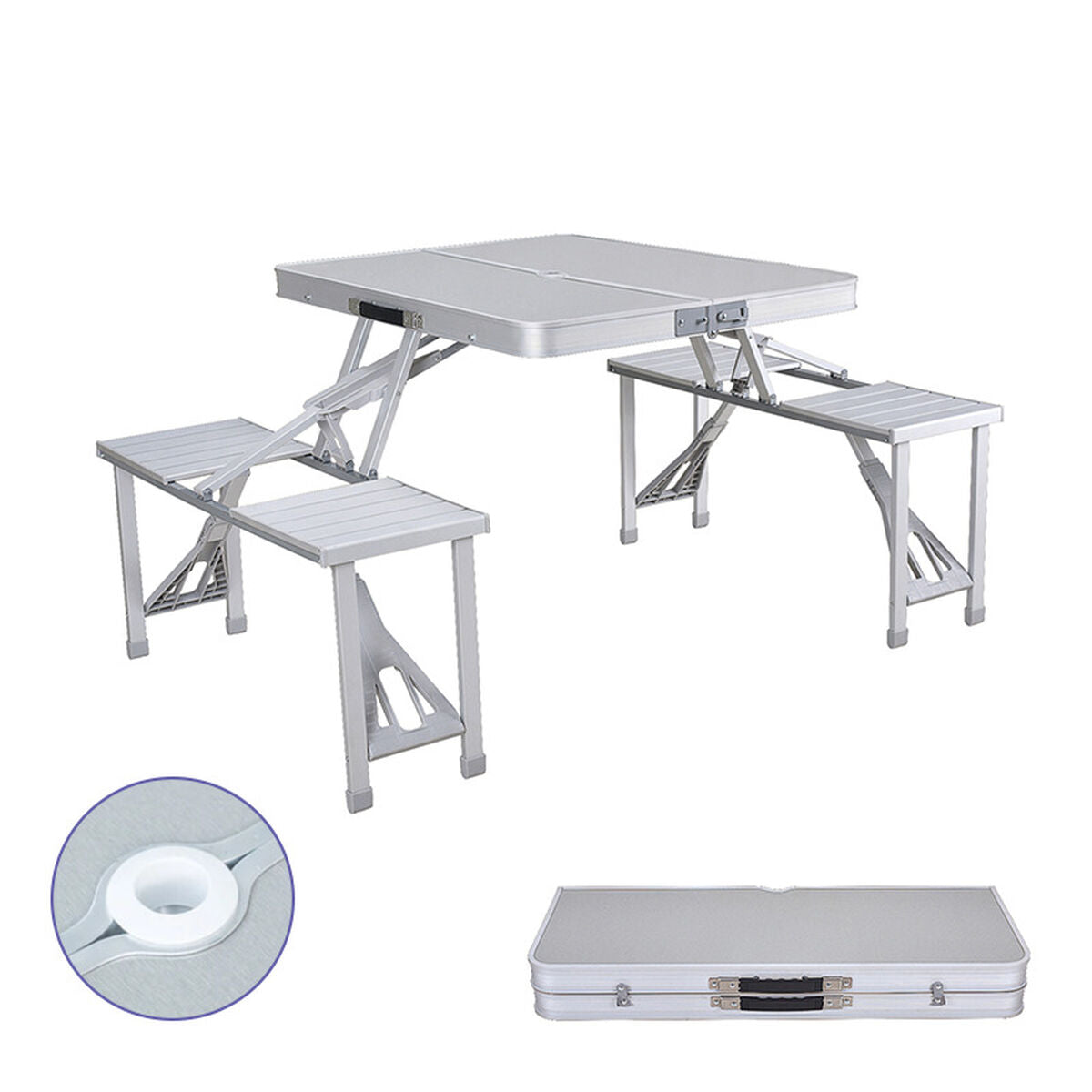 Picnic table Marbueno Aluminum Gray 136 x 67 x 85 cm