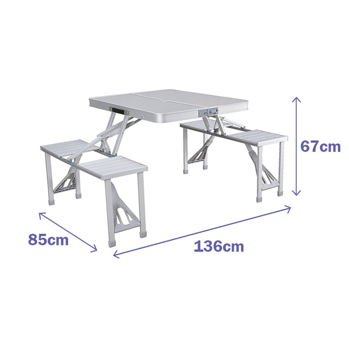 Picnic table Marbueno Aluminum Gray 136 x 67 x 85 cm