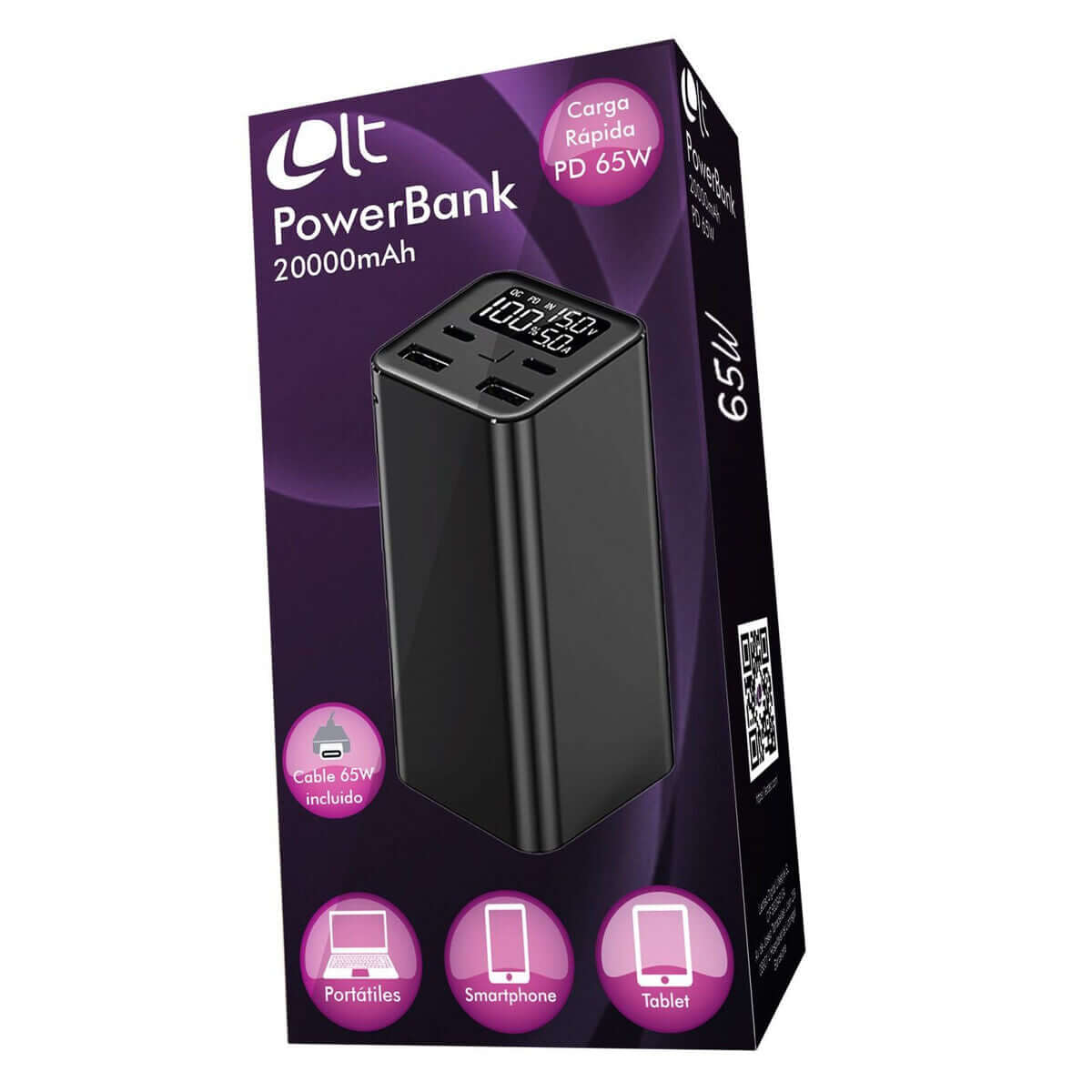 Powerbank LEOTEC LEPOW65W20K Svart 20000 mAh Snabbladdande finns hos Aktivcamping