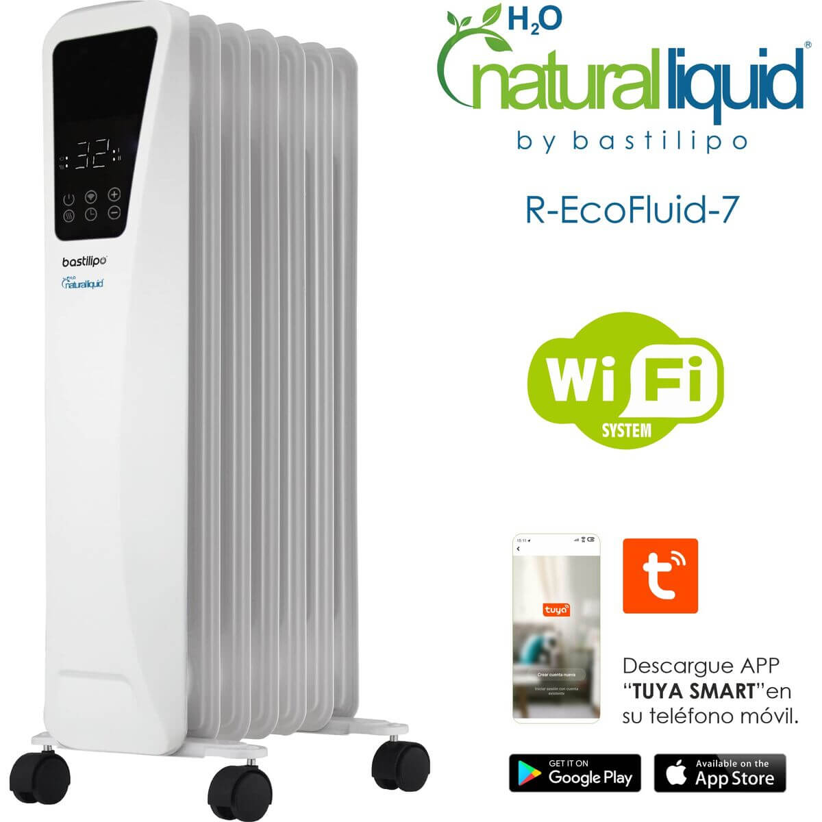 Oljeelement Bastilipo R-ECOFLUID2-7 Vit 1000 W finns hos Aktivcamping