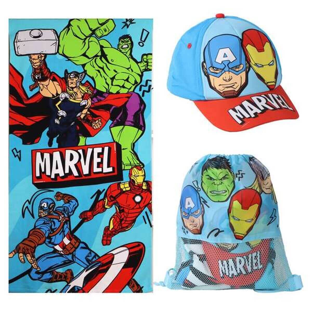 Badset The Avengers med Badhandduk Keps och Väska finns hos Aktivcamping
