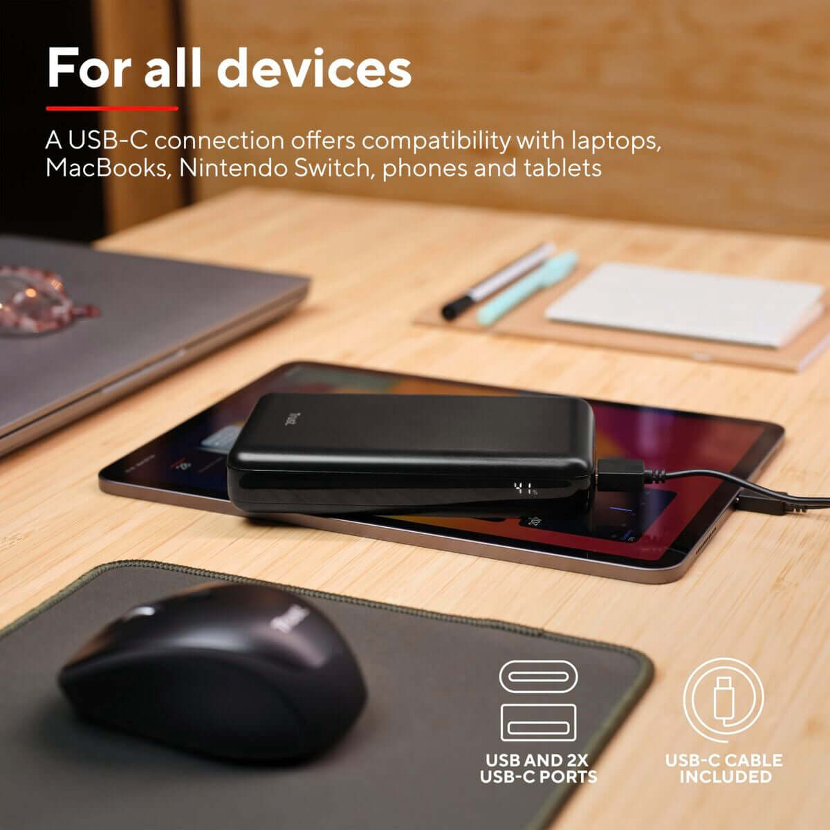Powerbank Trust 25240 Svart 20000 mAh finns hos Aktivcamping