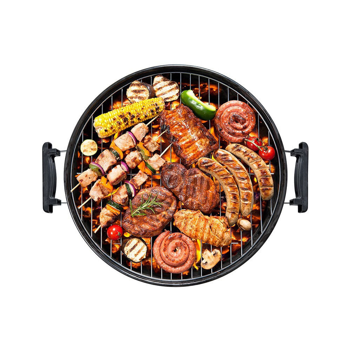 Charcoal grill with lid and wheels EDM 73834 Black Iron Ø 44 x 70 cm