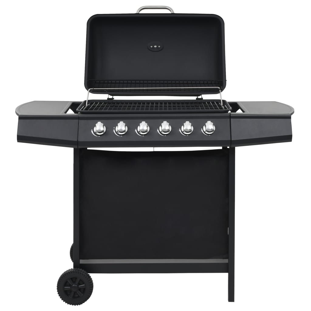 Gasolgrill Vidaxl Gasbarbecue 6 Zoner Svart Stål